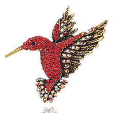 Load image into Gallery viewer, Inlaid Bee Bird Brooch Personality Clothing Pins Scarf Buckle, Colorful, Blue, Gold, Red Diamond, Blue Diamond