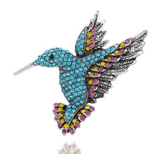 Load image into Gallery viewer, Inlaid Bee Bird Brooch Personality Clothing Pins Scarf Buckle, Colorful, Blue, Gold, Red Diamond, Blue Diamond