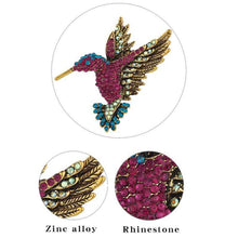 Load image into Gallery viewer, Inlaid Bee Bird Brooch Personality Clothing Pins Scarf Buckle, Colorful, Blue, Gold, Red Diamond, Blue Diamond