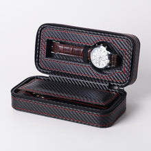 Load image into Gallery viewer, PU Leather Full Carbon Fiber Zipper Watch Bag Watch Storage Display Box, Style:, 02 Watch Position, 04 Watch Position, 08 Watch Position Carbon Fiber