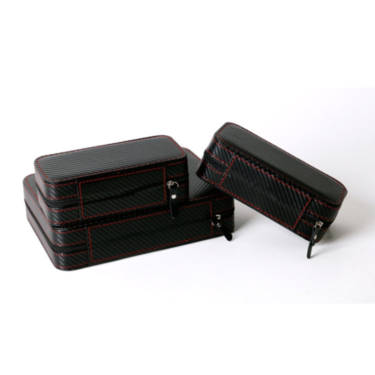 PU Leather Full Carbon Fiber Zipper Watch Bag Watch Storage Display Box, Style:, 02 Watch Position, 04 Watch Position
