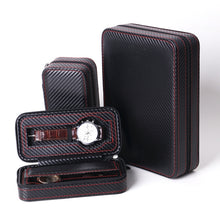 Load image into Gallery viewer, PU Leather Full Carbon Fiber Zipper Watch Bag Watch Storage Display Box, Style:, 02 Watch Position, 04 Watch Position, 08 Watch Position Carbon Fiber