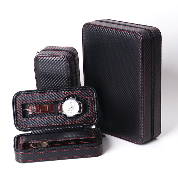 PU Leather Full Carbon Fiber Zipper Watch Bag Watch Storage Display Box, Style:, 02 Watch Position, 04 Watch Position