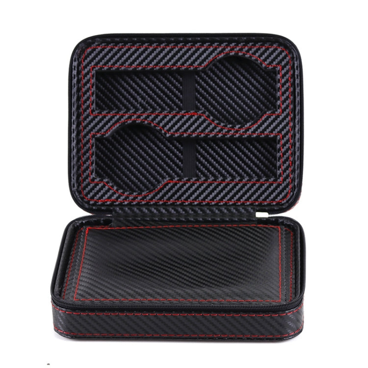PU Leather Full Carbon Fiber Zipper Watch Bag Watch Storage Display Box, Style:, 02 Watch Position, 04 Watch Position