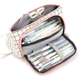 Angoo Large Capacity Pencil Case Cute Canvas Stationery Bag, Black White In The Palm
