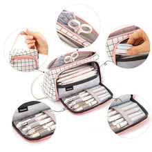 Load image into Gallery viewer, Angoo Large Capacity Pencil Case Cute Canvas Stationery Bag, Black White In The Palm, Fairy Plaid, Pink, Ink, Moon White, Qingtian, Begonia, Scottish Plaid, Gentle Breeze, Daisy, Dawn, Cherry Pink, Blue Gray, Ink Painting, Blue Sea Legend, Youth Call  ...