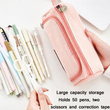 Load image into Gallery viewer, Angoo Large Capacity Pencil Case Cute Canvas Stationery Bag, Black White In The Palm, Fairy Plaid, Pink, Ink, Moon White, Qingtian, Begonia, Scottish Plaid, Gentle Breeze, Daisy, Dawn, Cherry Pink, Blue Gray, Ink Painting, Blue Sea Legend, Youth Call  ...