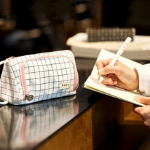 Load image into Gallery viewer, Angoo Large Capacity Pencil Case Cute Canvas Stationery Bag, Black White In The Palm, Fairy Plaid, Pink, Ink, Moon White, Qingtian, Begonia, Scottish Plaid, Gentle Breeze, Daisy, Dawn, Cherry Pink, Blue Gray, Ink Painting, Blue Sea Legend, Youth Call  ...