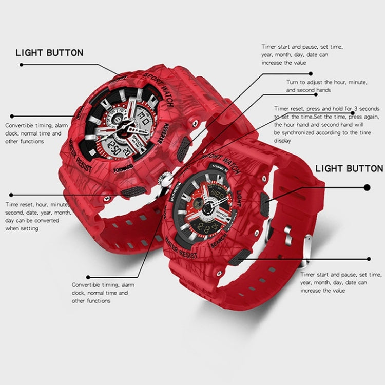 SANDA Three-Pin Luminous Outdoor Waterproof Multifunctional Couple Electronic Watch