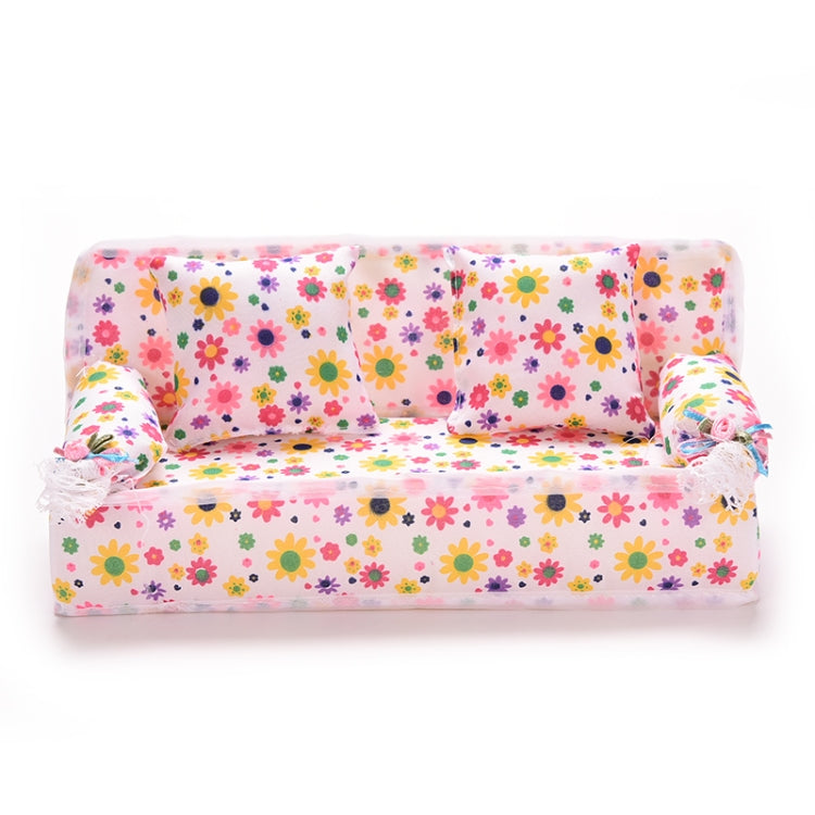 Mini Furniture Flower Sofa 20cm Couch +2 Cushions for Doll House Accessories