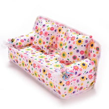 Load image into Gallery viewer, Mini Furniture Flower Sofa 20cm Couch +2 Cushions for Doll House Accessories