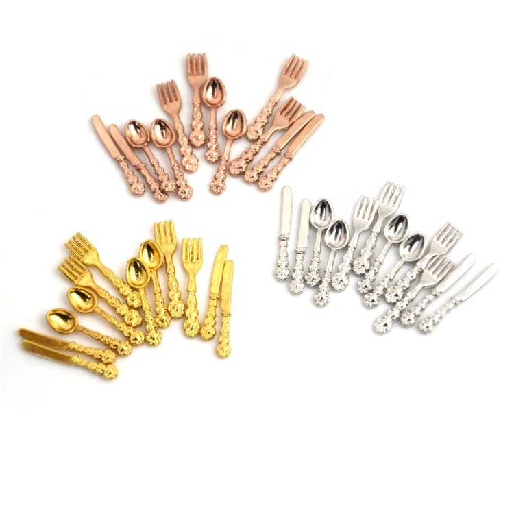 12 PCS / Set Simulation Kitchen Food Furniture Toys Dollhouse Miniature Accessories 1:12 Fork Knife Soup Spoon Tableware