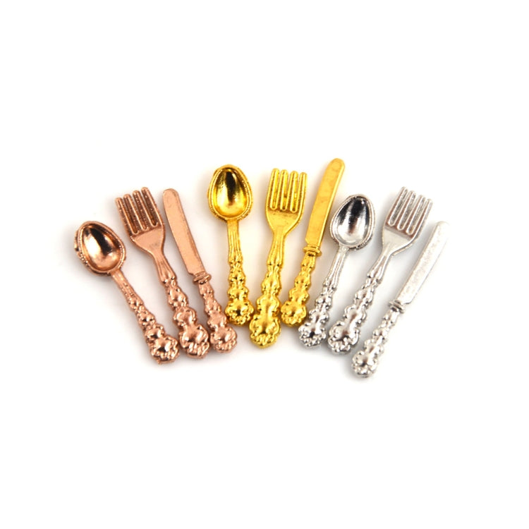 12 PCS / Set Simulation Kitchen Food Furniture Toys Dollhouse Miniature Accessories 1:12 Fork Knife Soup Spoon Tableware