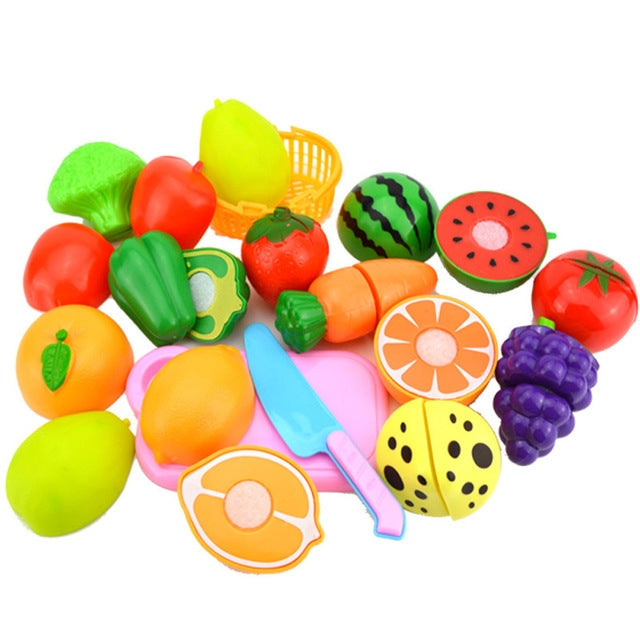 Pretend Play Plastic Food Toy Cutting Fruit Vegetable for Children, Random Color and Style