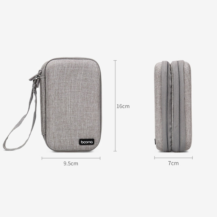 Baona BN-F027 Double-Layer Mobile Hard Disk Storage Bag EVA Hard Shell Hard Disk Protective Cover, Gray, Black