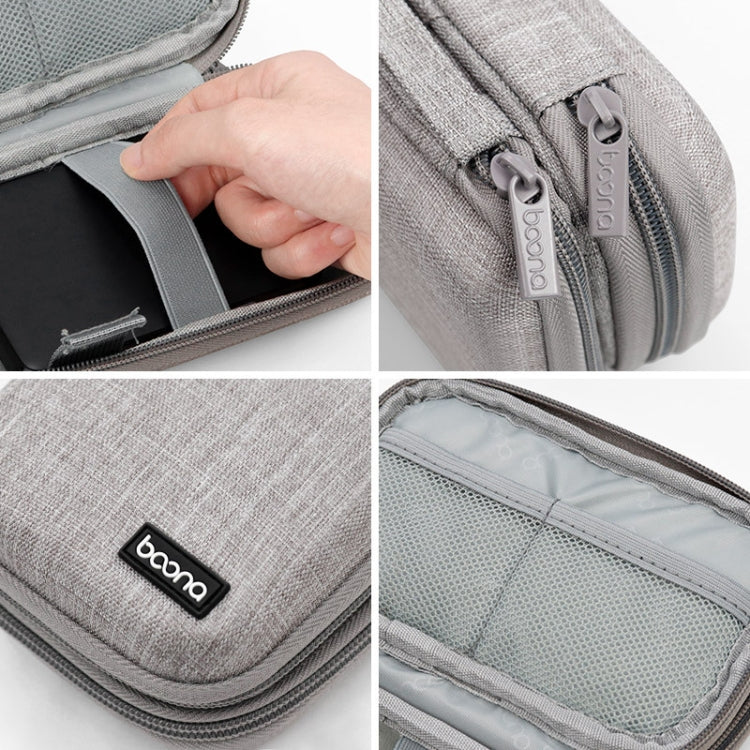 Baona BN-F027 Double-Layer Mobile Hard Disk Storage Bag EVA Hard Shell Hard Disk Protective Cover, Gray, Black