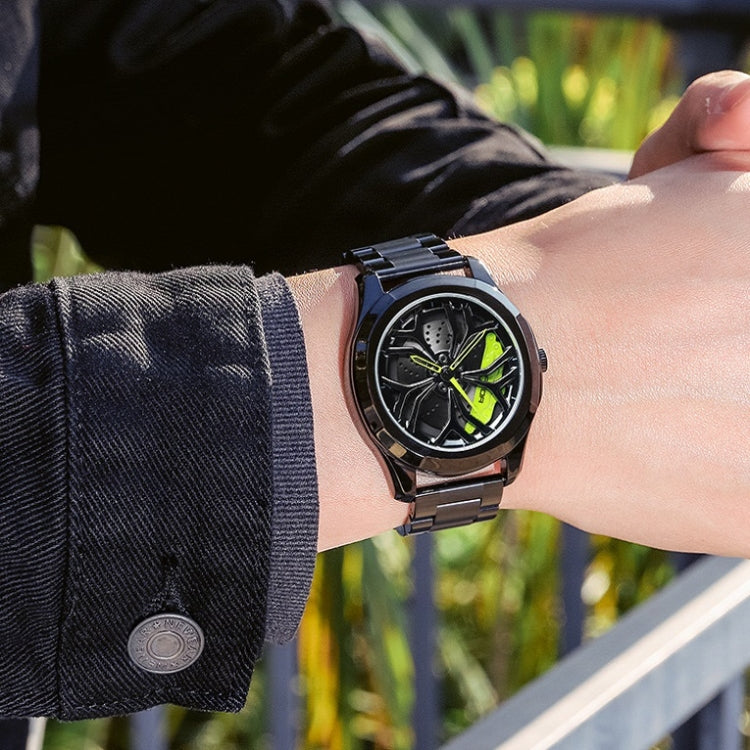 SANDA P1065 Wheel Series Casual Steel Band Quartz Watch For Men, For Men Black Green, For Men Silver Green, For Men Blue Red, For Men Black Red, For Men Silver Red, For Men Blue Green