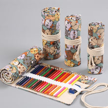 Load image into Gallery viewer, 12 Holes Cotton Canvas Large Capacity Pen Curtain Big Face Cute Cat Cartoon Color Pencil Bag, 12 Holes, 24 Holes, 36  Holes, 48  Holes, 72  Holes, 108  Holes
