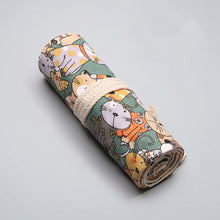Load image into Gallery viewer, 12 Holes Cotton Canvas Large Capacity Pen Curtain Big Face Cute Cat Cartoon Color Pencil Bag, 12 Holes, 24 Holes, 36  Holes, 48  Holes, 72  Holes, 108  Holes
