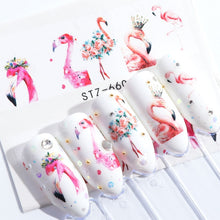 Load image into Gallery viewer, 5 PCS Flamingo Nail Stickers Water Decals Cute Animals Rabbit Owl Wraps Flora Watermark Adhesive Decoration Manicure, STZ659, STZ660, STZ661, STZ662, STZ663, STZ664, STZ665, STZ666, STZ667, STZ668, STZ669, STZ670, STZ671, STZ672, STZ673