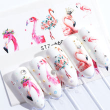 Load image into Gallery viewer, 5 PCS Flamingo Nail Stickers Water Decals Cute Animals Rabbit Owl Wraps Flora Watermark Adhesive Decoration Manicure, STZ659, STZ660, STZ661, STZ662, STZ663, STZ664, STZ665, STZ666, STZ667, STZ668, STZ669, STZ670, STZ671, STZ672, STZ673