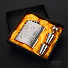 Load image into Gallery viewer, Portable Stainless Steel Hip Flask Set With Wine Glass Funnel, 7OZ Yellow Grunge, 7OZ Gray Grunge, 7OZ Jack Yellow Grunge, 7OZ Jack Gray Grunge, 7OZ Jack Black Core