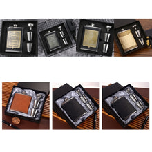Load image into Gallery viewer, Portable Stainless Steel Hip Flask Set With Wine Glass Funnel, Style:, 8OZ New Jack Patch Core, 8OZ Old Jack Patch Core, 8OZ Old Man Patch Core, 8OZ Yellow Floral Pattern Core, 7OZ Black Leather Jack Gray, 7OZ Yellow Leather Jack Old Man Gray          ...