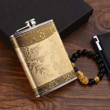 Load image into Gallery viewer, Portable Stainless Steel Hip Flask Set With Wine Glass Funnel, Style:, 8OZ New Jack Patch Core, 8OZ Old Jack Patch Core, 8OZ Old Man Patch Core, 8OZ Yellow Floral Pattern Core, 7OZ Black Leather Jack Gray, 7OZ Yellow Leather Jack Old Man Gray          ...