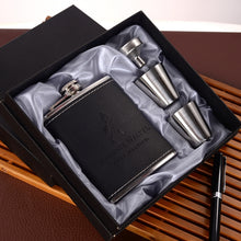 Load image into Gallery viewer, Portable Stainless Steel Hip Flask Set With Wine Glass Funnel, Style:, 8OZ New Jack Patch Core, 8OZ Old Jack Patch Core, 8OZ Old Man Patch Core, 8OZ Yellow Floral Pattern Core, 7OZ Black Leather Jack Gray, 7OZ Yellow Leather Jack Old Man Gray          ...