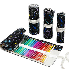 Load image into Gallery viewer, Night Sky Sketch Color Pencil Bag  Students Large-Capacity Canvas Pen Curtain Roll Pen Bag, 12 Holes, 24 Holes, 36  Holes, 48  Holes, 72 Holes