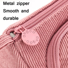Load image into Gallery viewer, Angoo Student Large-Capacity Stationery Bag Portable Gift Cosmetic Bag, Black Corduroy, Grass Green  Corduroy, Bean Pink Corduroy, FD Snow, FD Light Pink