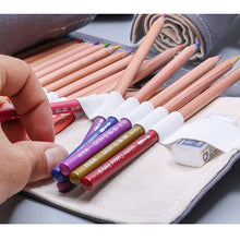 Load image into Gallery viewer, 12 Holes Handmade Gray Canvula Pen Curtain Large Capacity Roller Pen Bag Color Lead Sketch Stationery Bag, 12 Holes, 24 Holes, 36  Holes, 48  Holes, 72  Holes