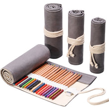 Load image into Gallery viewer, 12 Holes Handmade Gray Canvula Pen Curtain Large Capacity Roller Pen Bag Color Lead Sketch Stationery Bag, 12 Holes, 24 Holes, 36  Holes, 48  Holes, 72  Holes
