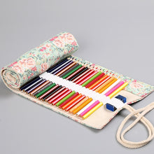 Load image into Gallery viewer, Small Floral Canvas Handmade Pen Curtain Sketch Color Pencil Roll Pen Bag Storage Stationery Box, 12 Holes, 24 Holes, 36  Holes, 48  Holes, 72  Holes