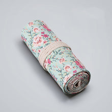 Load image into Gallery viewer, Small Floral Canvas Handmade Pen Curtain Sketch Color Pencil Roll Pen Bag Storage Stationery Box, 12 Holes, 24 Holes, 36  Holes, 48  Holes, 72  Holes