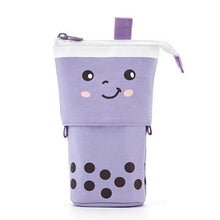 Load image into Gallery viewer, ANGOO Cute Girl Heart Multifunctional Pen Holder Stationery Retractable Storage Bag, Taro Milk Tea, Peach Milk Tea, Blue Silk Velvet Tea, Coffee Milk Tea, Mango Tea, Pink Wave Point, Gray Wave Point, Blue Point, Black Point, Pink (Canvas + PU)         ...