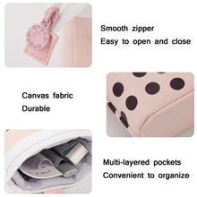 Load image into Gallery viewer, ANGOO Cute Girl Heart Multifunctional Pen Holder Stationery Retractable Storage Bag, Taro Milk Tea, Peach Milk Tea, Blue Silk Velvet Tea, Coffee Milk Tea, Mango Tea, Pink Wave Point, Gray Wave Point, Blue Point, Black Point, Pink (Canvas + PU)         ...