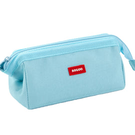 ANGOO Large-Capacity Student Stationery Bag Pure Color Simple Boat Shape Pencil Case, Black, Yellow, Navy, Pink, Blue, Green