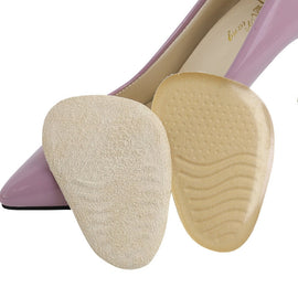 5 Pairs Anti-Slip Sole Pads For High Heels Gel Crystal Comfortable Half Pads, Transparent, Flannel Apricot, Flannel Black