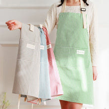 Load image into Gallery viewer, Kitchen Home Cooking Apron Restaurant Works Striped Cotton And Linen Apron, Red, Coffee, Blue, Green