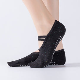 Cotton Backless Ballet Yoga Socks with Straps