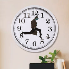 Load image into Gallery viewer, Walking Clock Businessman Briefcase Glass Wall Clock Personality Clock Decoration Round Clock, White, Black