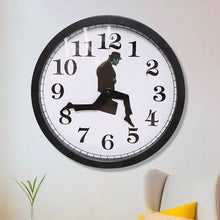 Load image into Gallery viewer, Walking Clock Businessman Briefcase Glass Wall Clock Personality Clock Decoration Round Clock, White, Black
