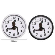 Load image into Gallery viewer, Walking Clock Businessman Briefcase Glass Wall Clock Personality Clock Decoration Round Clock, White, Black