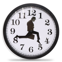 Load image into Gallery viewer, Walking Clock Businessman Briefcase Glass Wall Clock Personality Clock Decoration Round Clock, White, Black