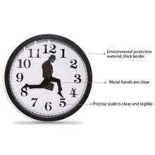 Load image into Gallery viewer, Walking Clock Businessman Briefcase Glass Wall Clock Personality Clock Decoration Round Clock, White, Black