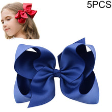Load image into Gallery viewer, 5 PCS 6 Inch Colorful Kids Girls Big Solid Ribbon Hair Bow Clips