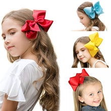 Load image into Gallery viewer, 5 PCS 6 Inch Colorful Kids Girls Big Solid Ribbon Hair Bow Clips