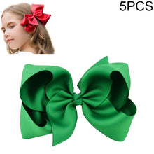 Load image into Gallery viewer, 5 PCS 6 Inch Colorful Kids Girls Big Solid Ribbon Hair Bow Clips