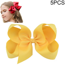 Load image into Gallery viewer, 5 PCS 6 Inch Colorful Kids Girls Big Solid Ribbon Hair Bow Clips
